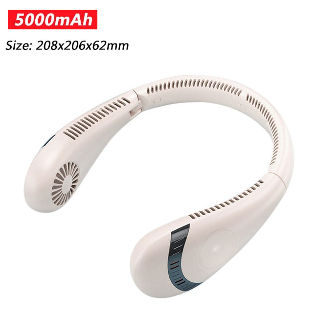 Xiaomi Portable 5000mAh Hanging Neck Fan Foldable Summer Air Cooling USB Rechargeable Bladeless Mute Neckband Fans Outdoor